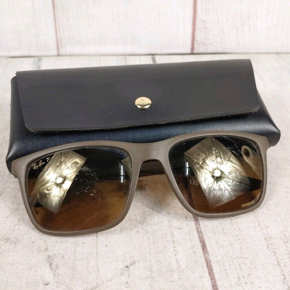 SCRATCHED - Ray-Ban RB4385 MATTE BROWN - Mirror Chromance Gold 6124A3 Sunglasses